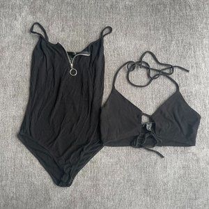 Aqua & Publik Black Going Out Tops (Size Small & Medium)